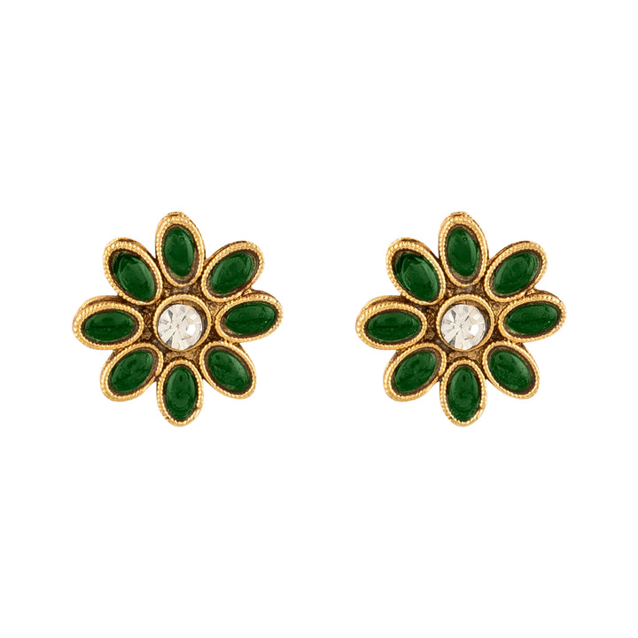 Teejh Ishanya Gold Finish Green Necklace Set