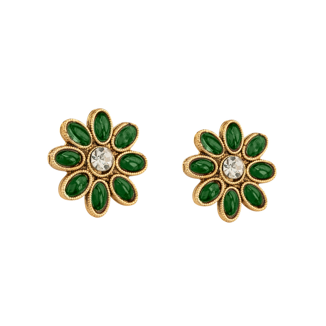 Teejh Ishanya Gold Finish Green Necklace Set