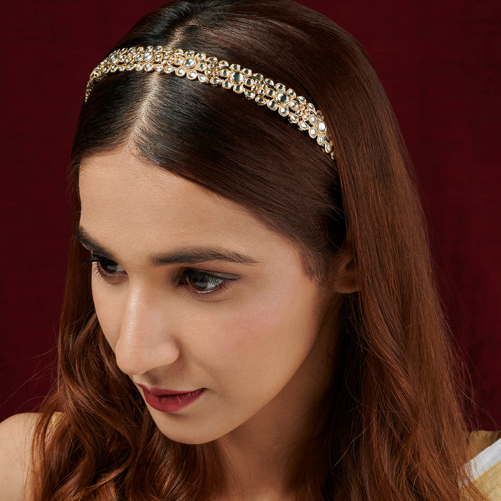 Teejh Jivika Gold &amp; White Stone Hairband
