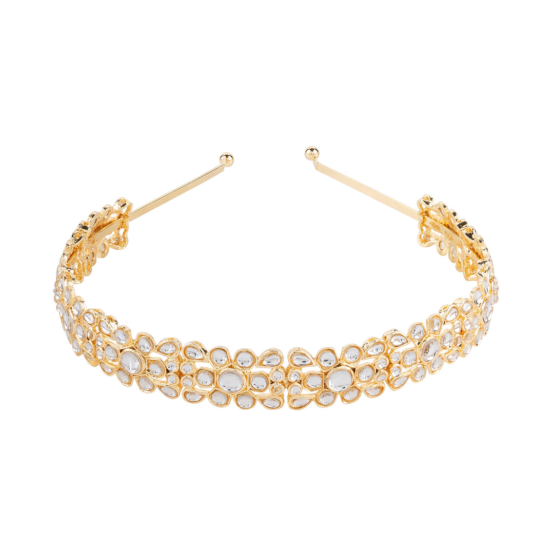 Teejh Jivika Gold &amp; White Stone Hairband