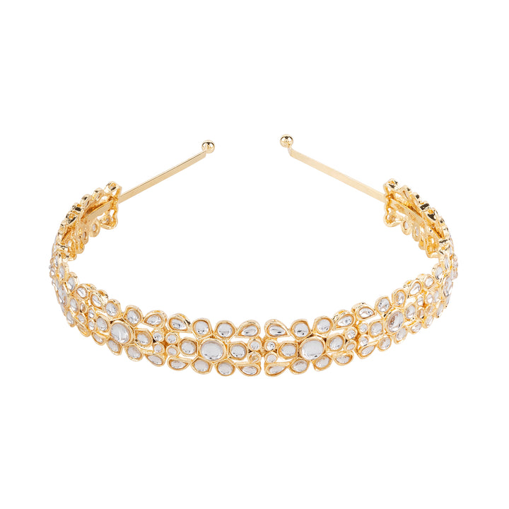Teejh Jivika Gold &amp; White Stone Hairband