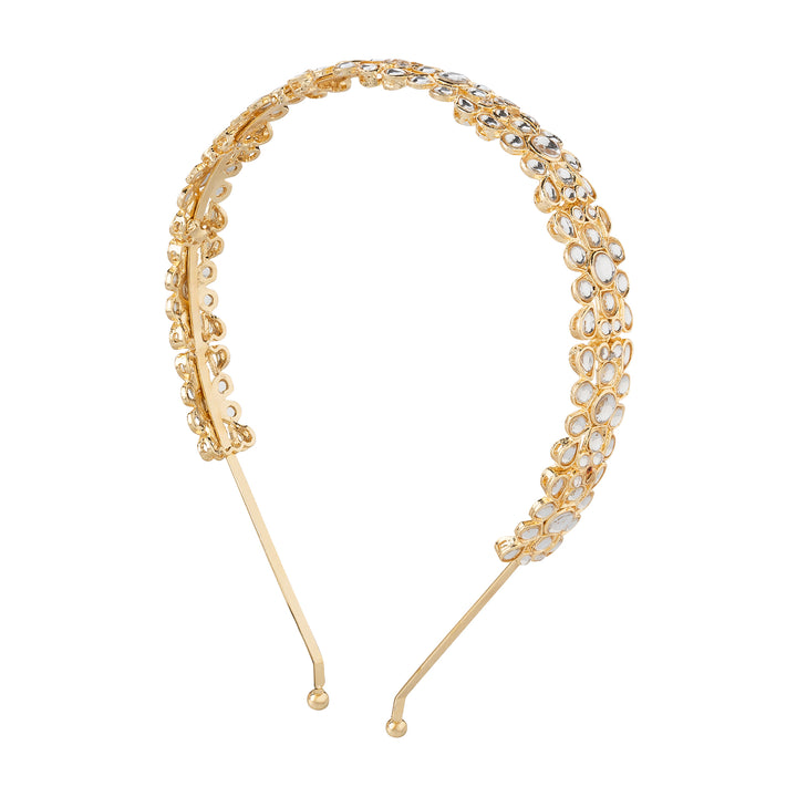 Teejh Jivika Gold &amp; White Stone Hairband