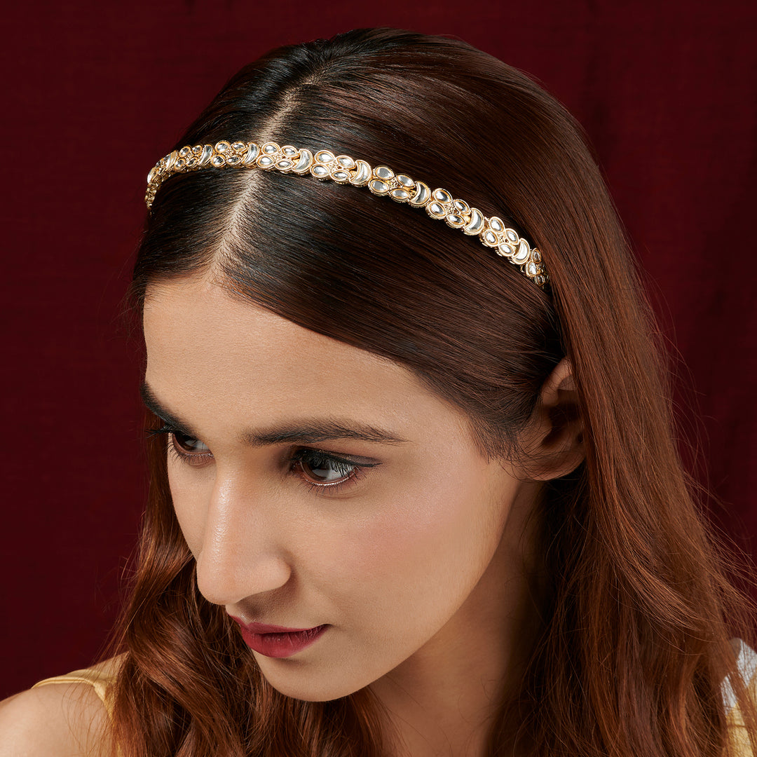 Teejh Kamya Gold &amp; White Hairband