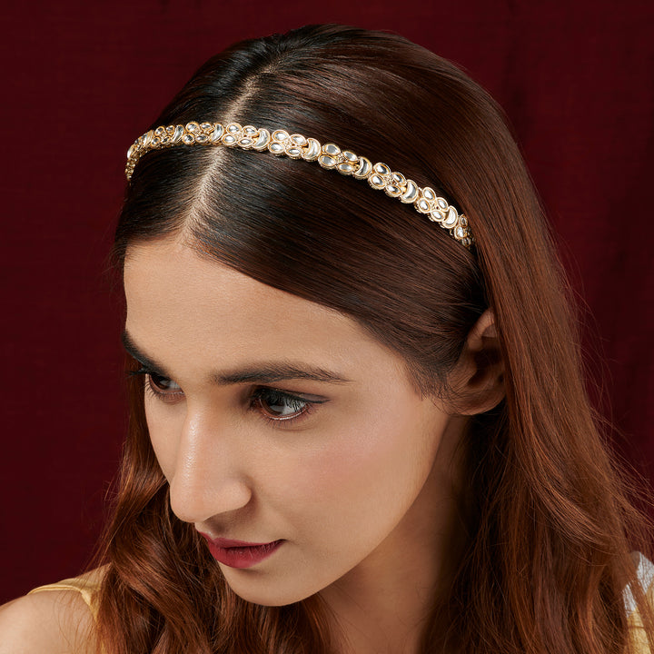 Teejh Kamya Gold &amp; White Hairband