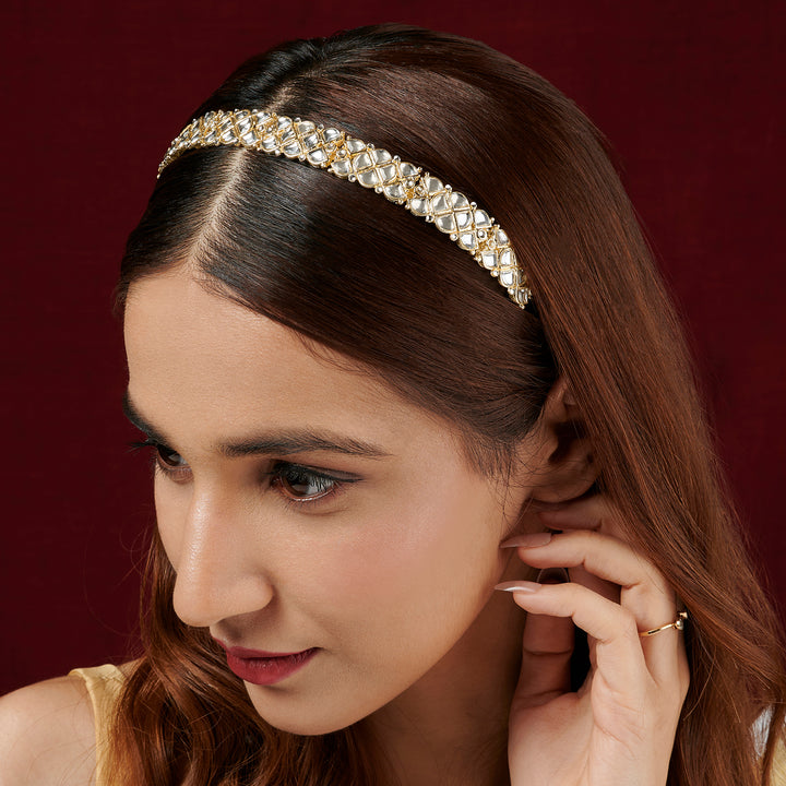 Teejh Parineeta Gold &amp; White Hairband