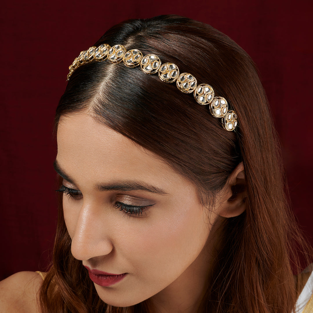 Teejh Yashvi Gold &amp; White Hairband