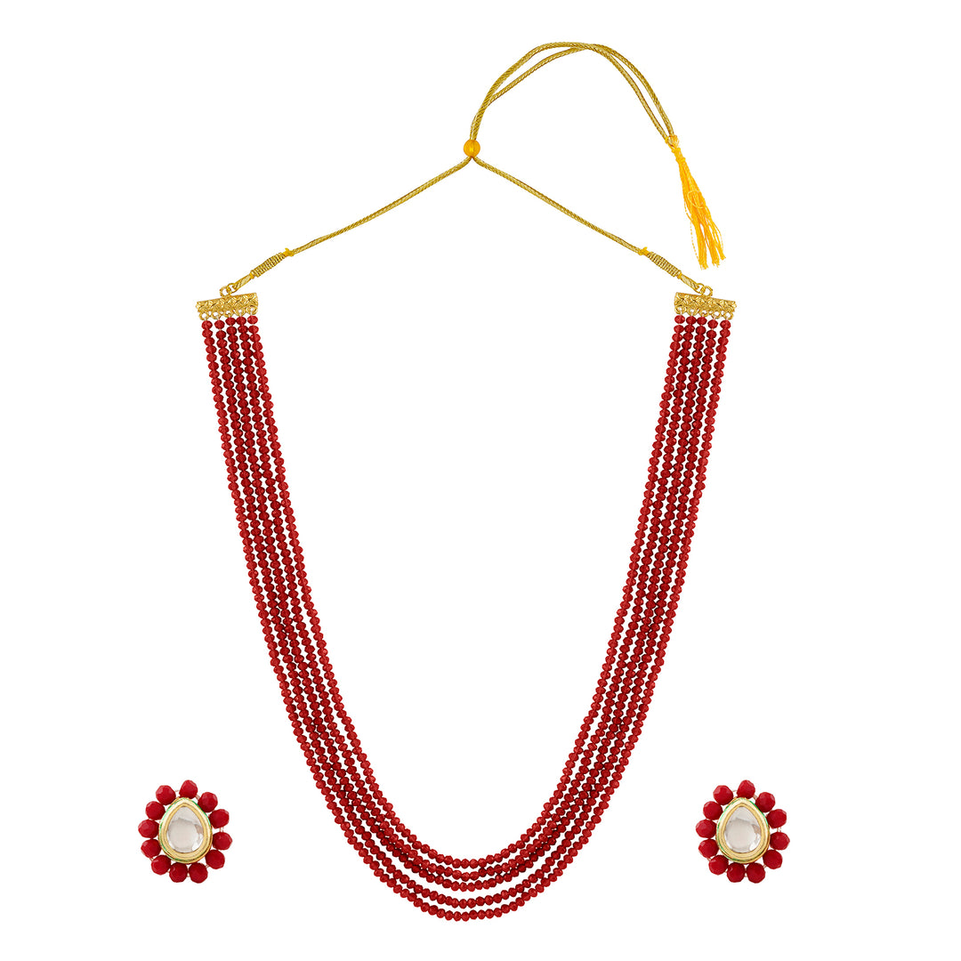 Teejh  Surili Red Beads Necklace Set