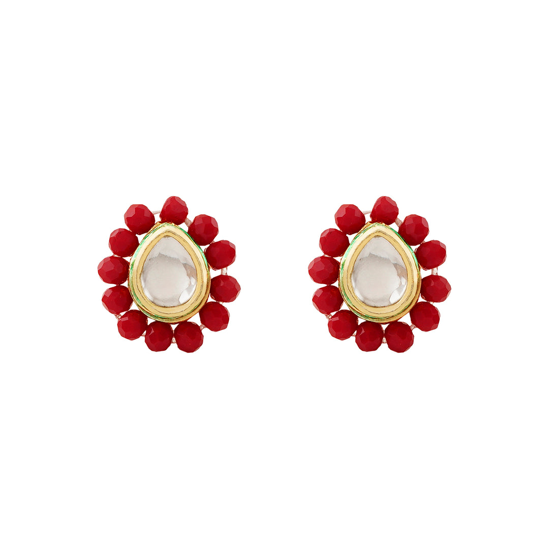 Teejh  Surili Red Beads Necklace Set