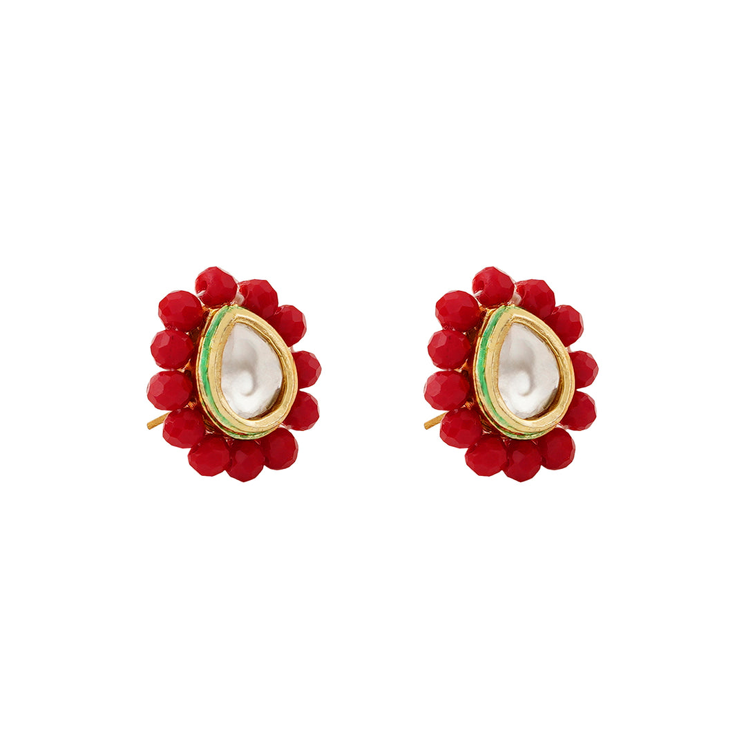 Teejh  Surili Red Beads Necklace Set