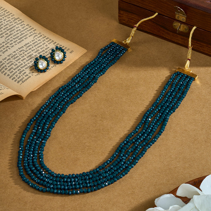 Teejh Surili Dark Blue Beads Necklace Set
