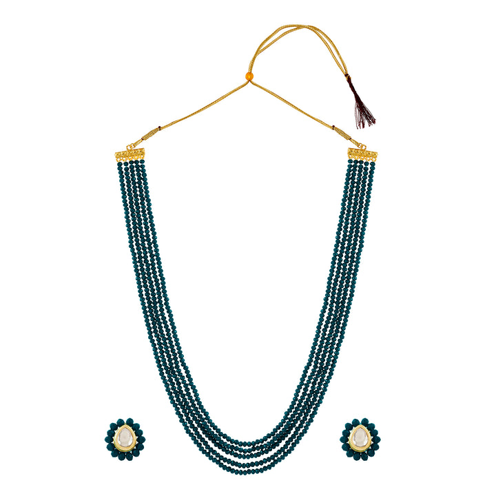Teejh Surili Dark Blue Beads Necklace Set
