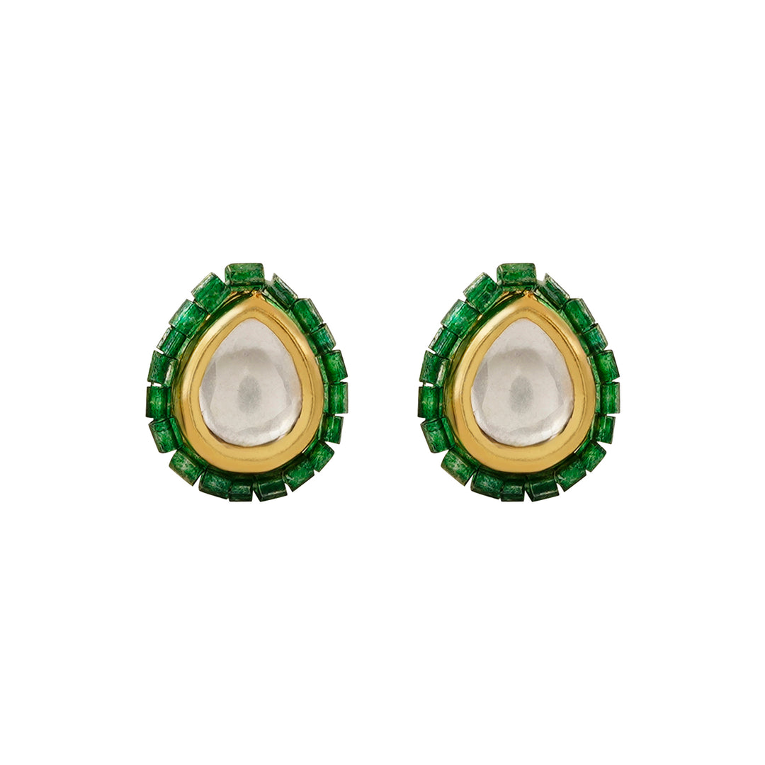 Teejh Noorani White- Green Beads Necklace set