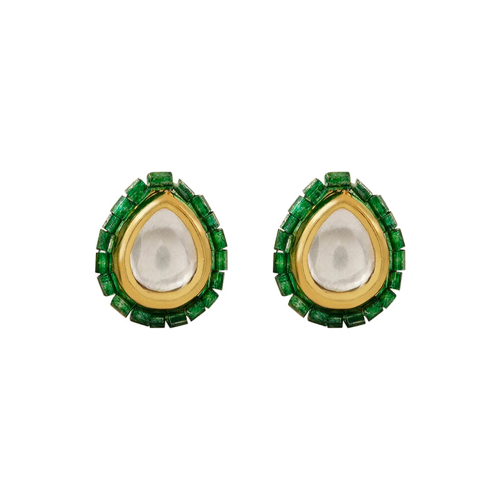 Teejh Noorani White- Green Beads Necklace set