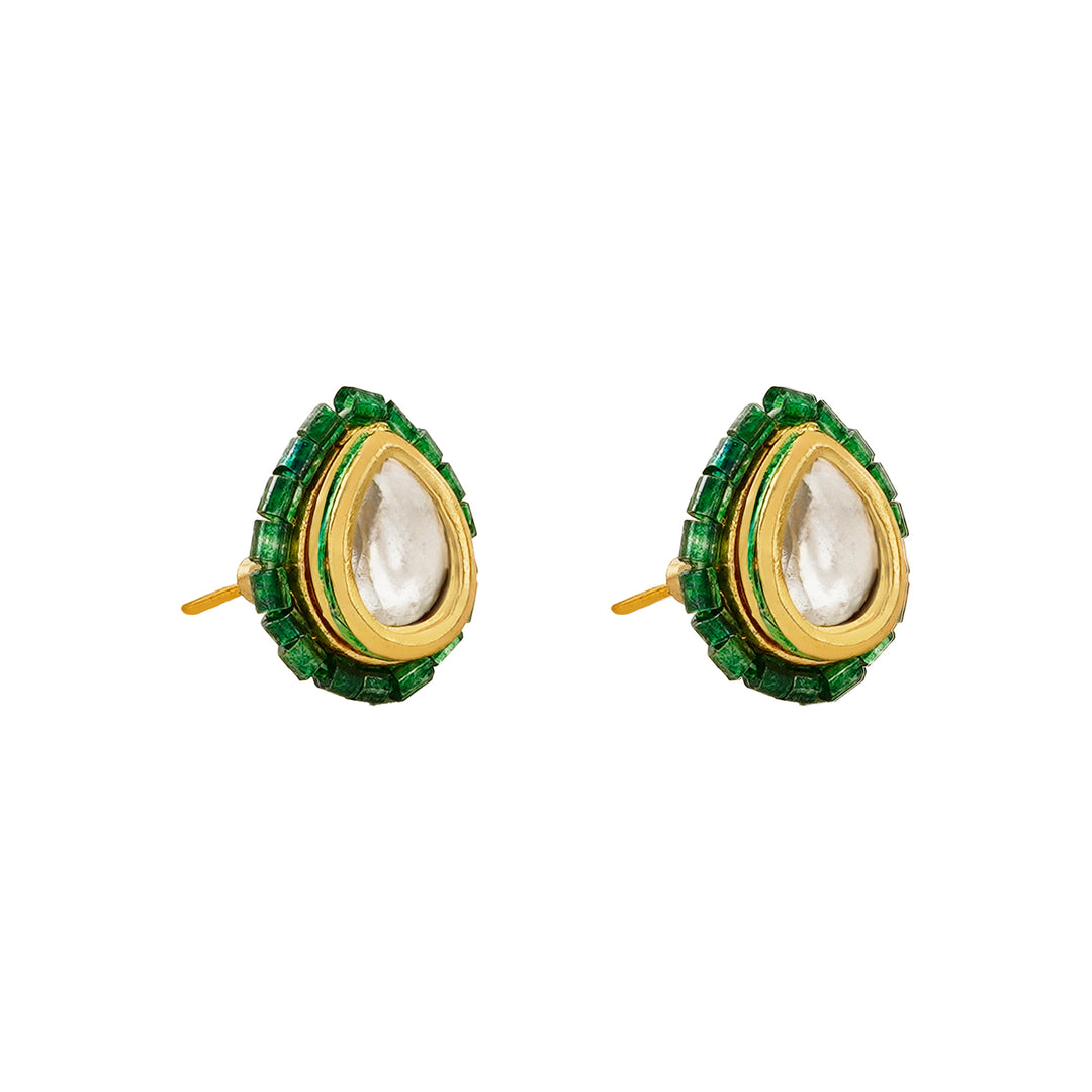 Teejh Noorani White- Green Beads Necklace set