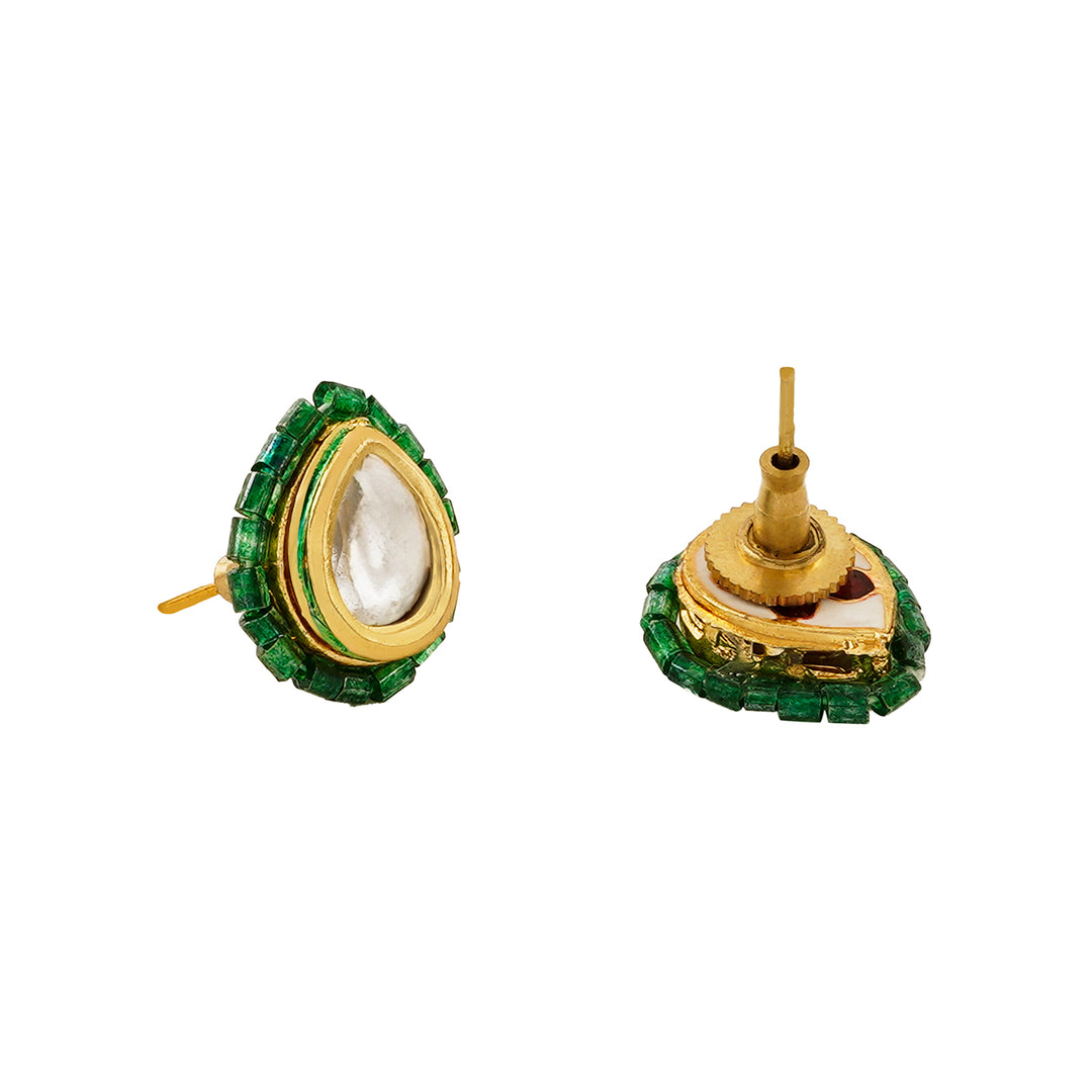 Teejh Noorani White- Green Beads Necklace set