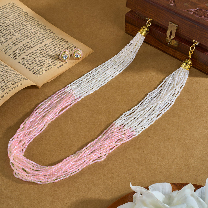 Teejh Noorani White- Pink Beads Necklace set