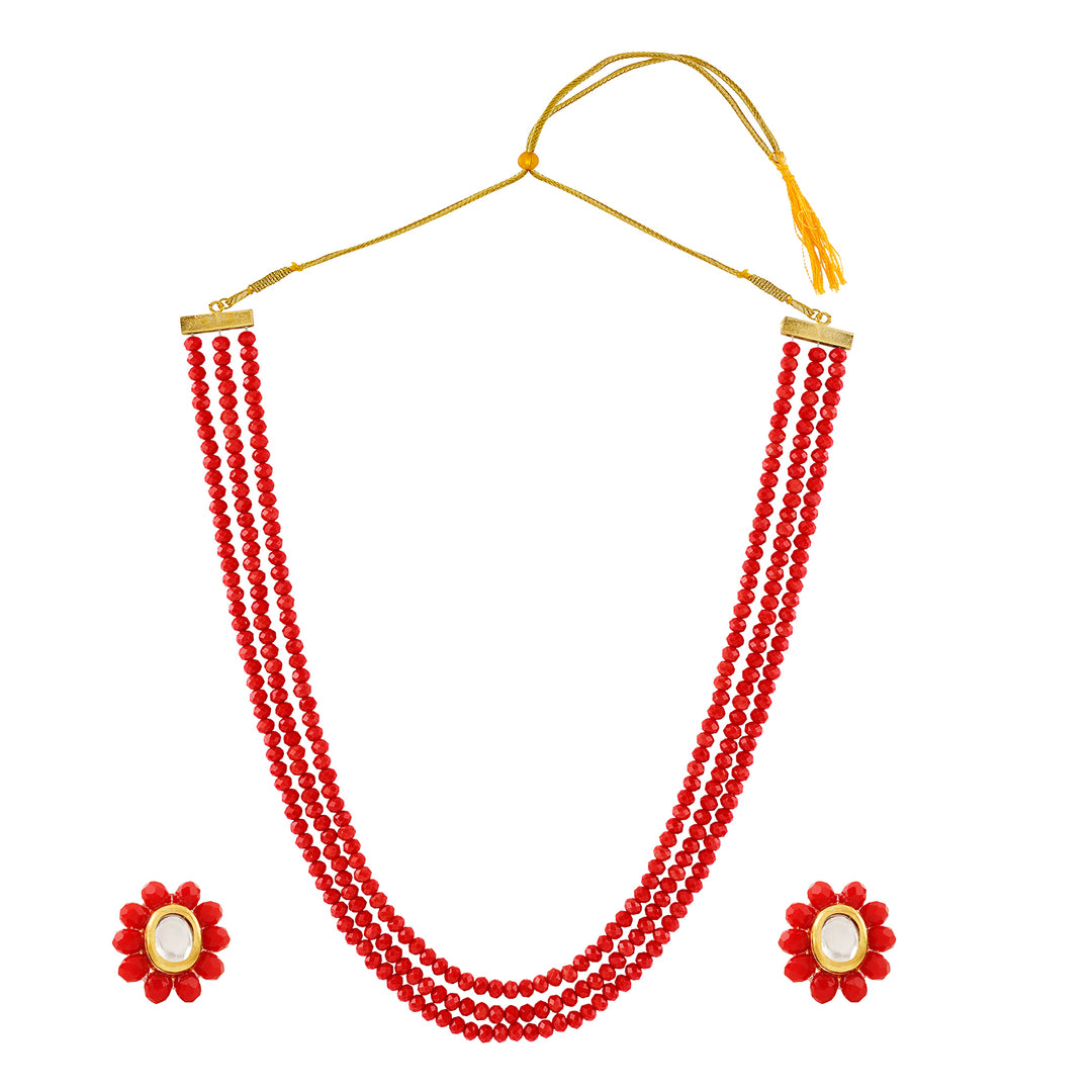 Teejh Nithila Red Beaded Necklace Set