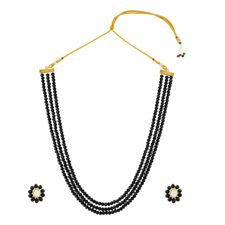 Teejh Nithila Black Beaded Necklace Set