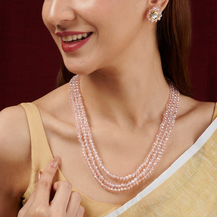 Teejh Nithila Pink Beaded Necklace Set