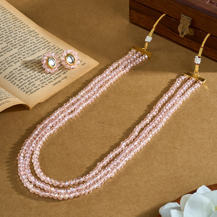 Teejh Nithila Pink Beaded Necklace Set