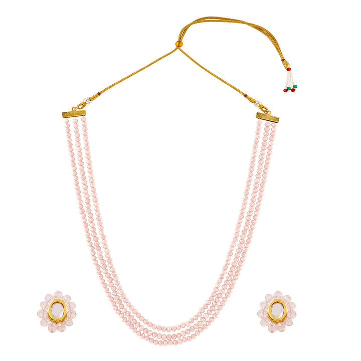 Teejh Nithila Pink Beaded Necklace Set