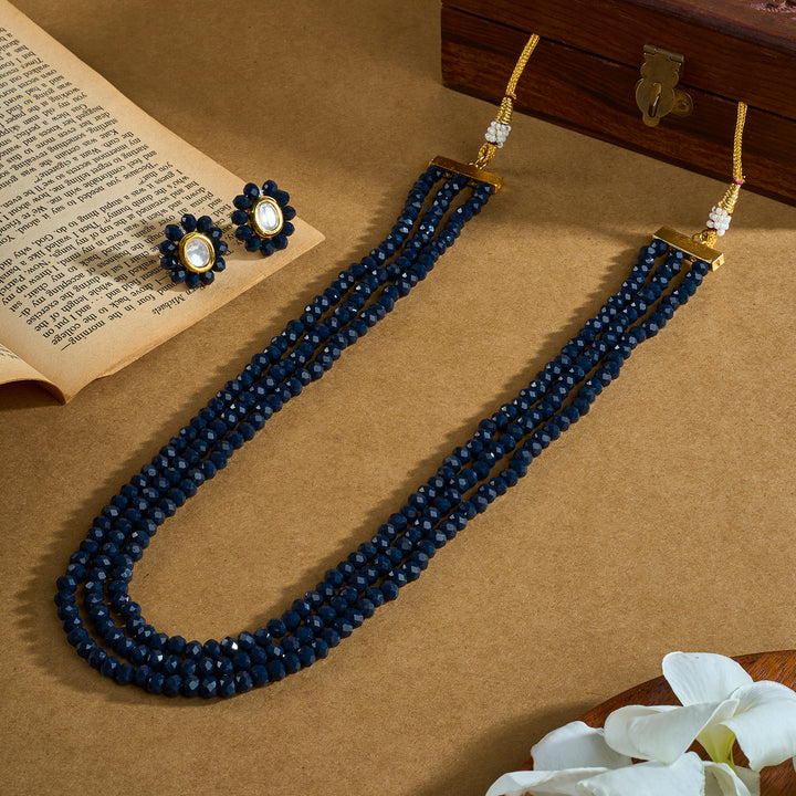 Teejh Nithila Dark blue Beaded Necklace Set