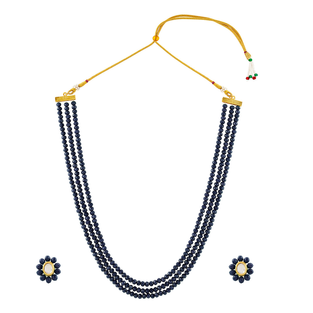 Teejh Nithila Dark blue Beaded Necklace Set