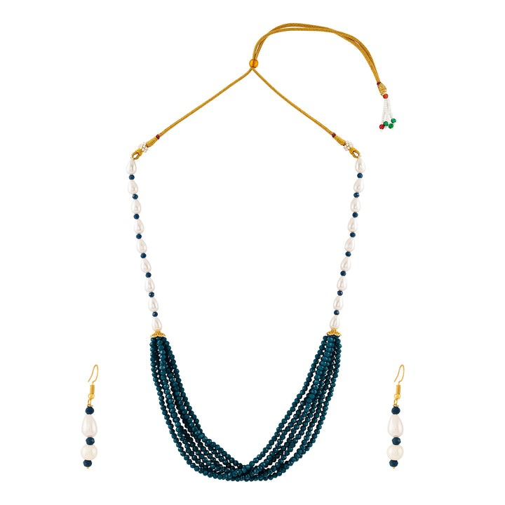 Teejh Chakra White and Blue beaded Necklace Set