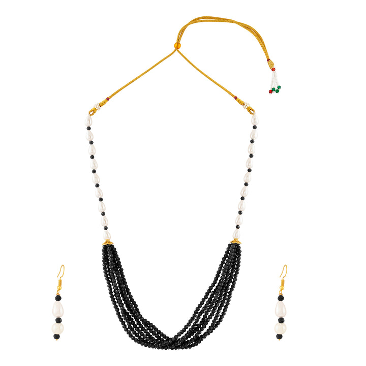 Teejh Chakra White and  Black beaded Necklace Set