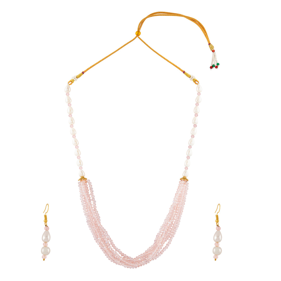 Teejh Chakra White and Pink beaded Necklace Set