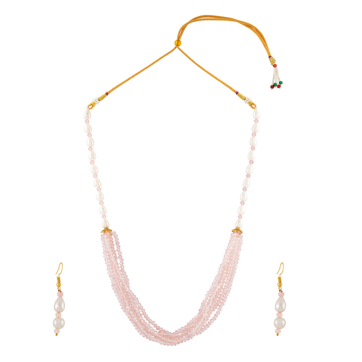 Teejh Chakra White and Pink beaded Necklace Set