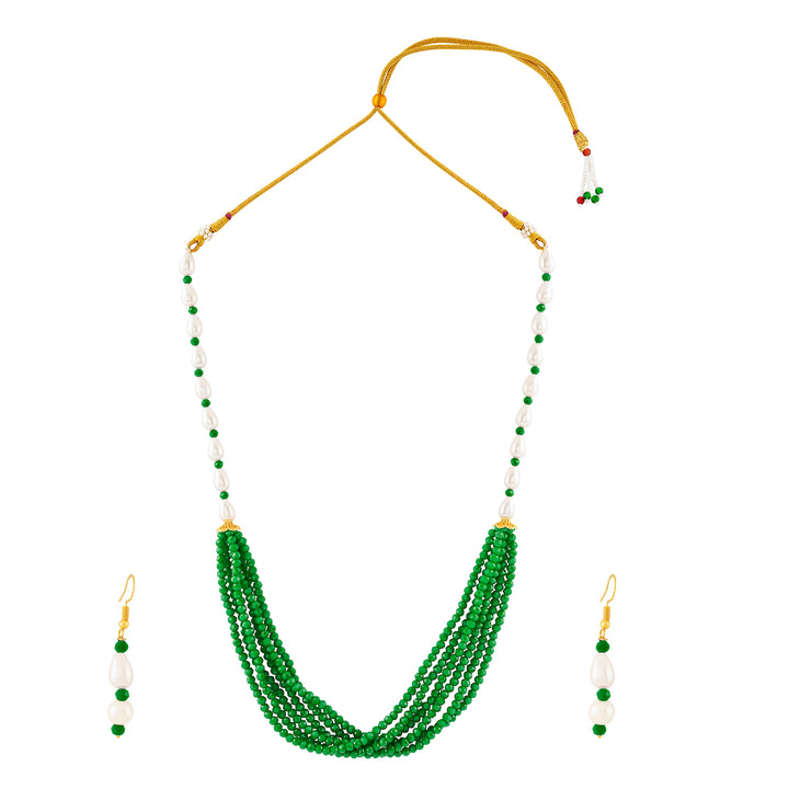 Teejh Chakra White and Green beaded Necklace Set
