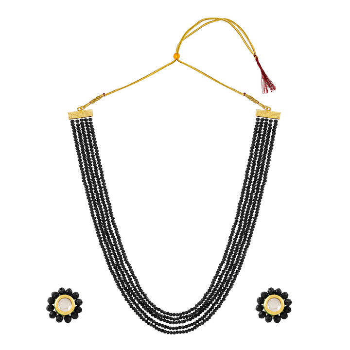 Teejh Jalsa Black Beaded Necklace Set