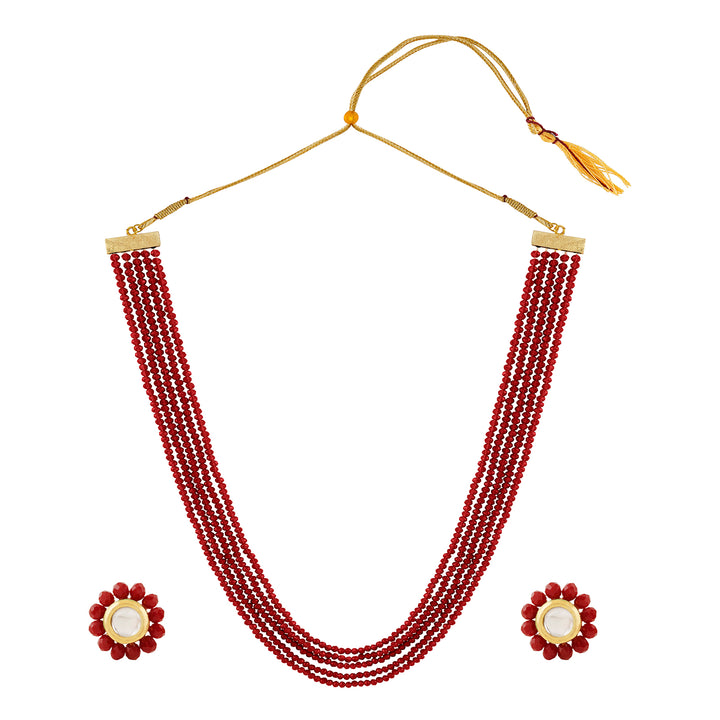 Teejh Jalsa Red Beaded Necklace Set