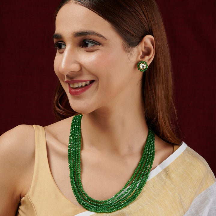 Teejh Jalsa Green Beaded Necklace Set