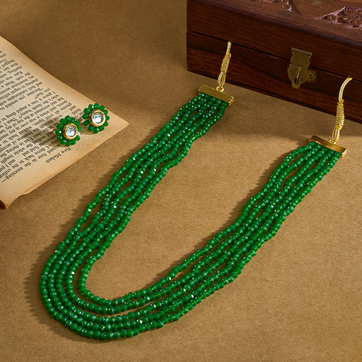 Teejh Jalsa Green Beaded Necklace Set