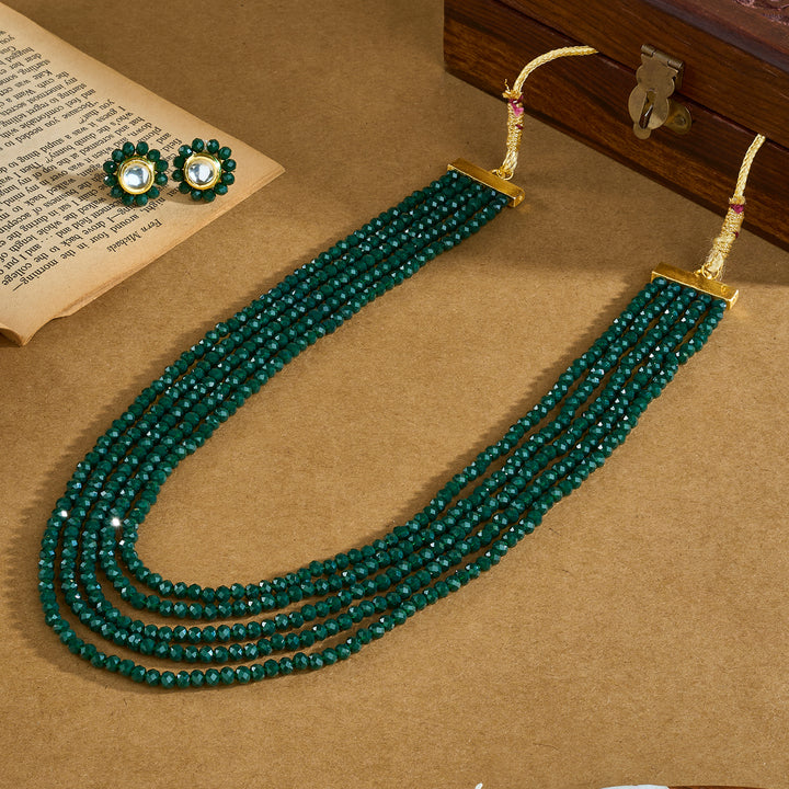 Teejh Jalsa Dark green Beaded Necklace Set