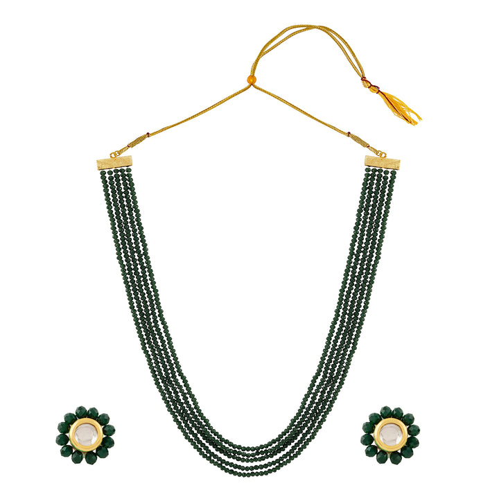 Teejh Jalsa Dark green Beaded Necklace Set