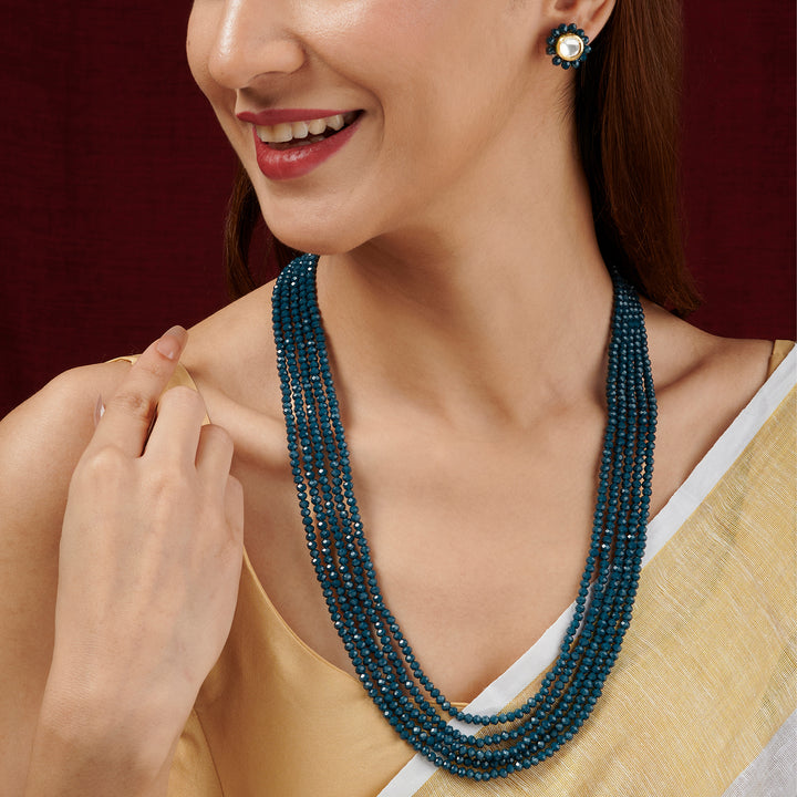 Teejh Jalsa Blue Beaded Necklace Set