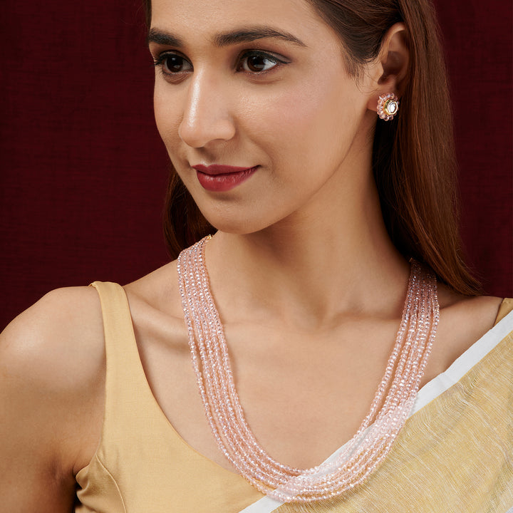 Teejh Jalsa Pink Beaded Necklace Set