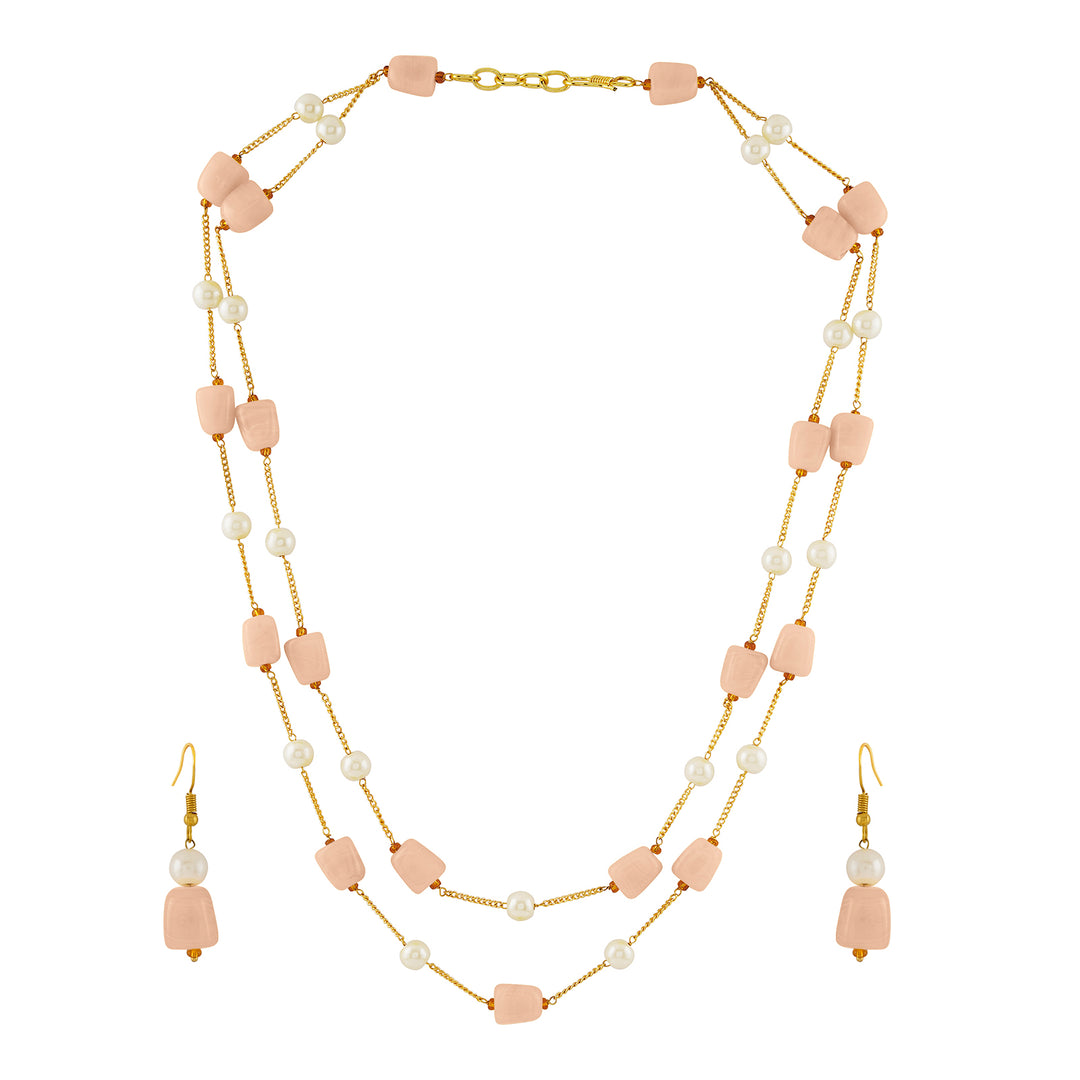 Teejh Drashti Peach Beaded Necklace Set
