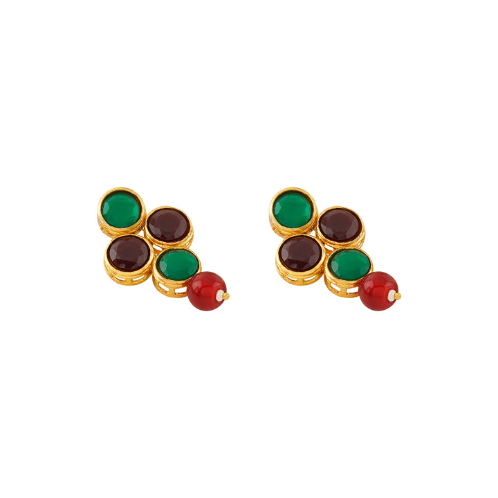 Teejh Tanaya Red-Green Beaded Necklace Set