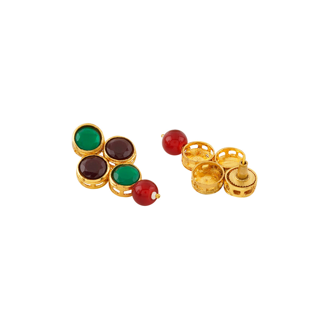 Teejh Tanaya Red-Green Beaded Necklace Set