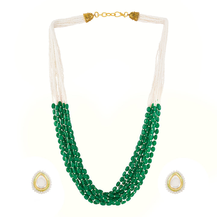 Teejh Bulbul Green Beaded Necklace Set