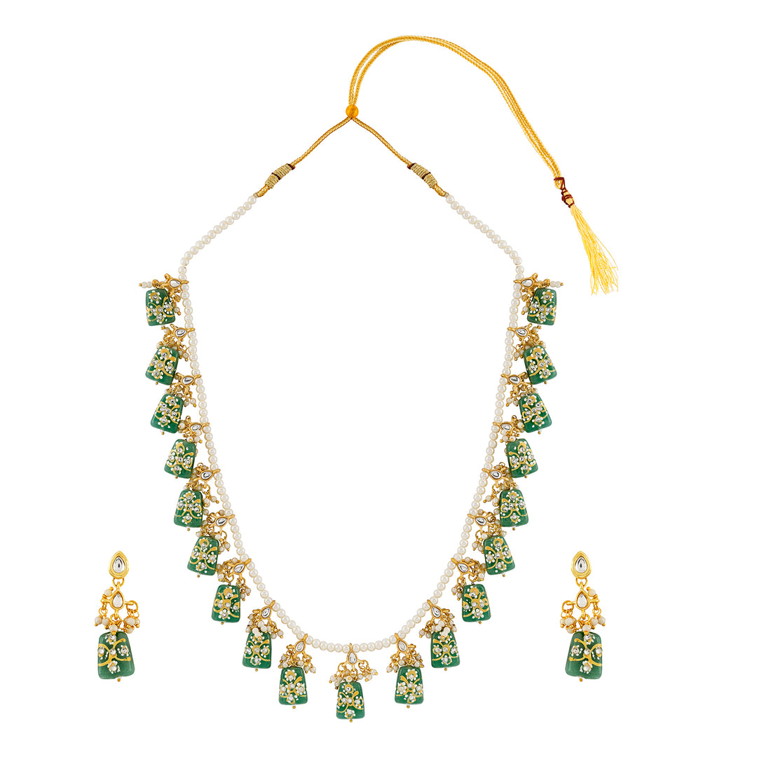 Teejh Idhika Green Beaded Necklace Set