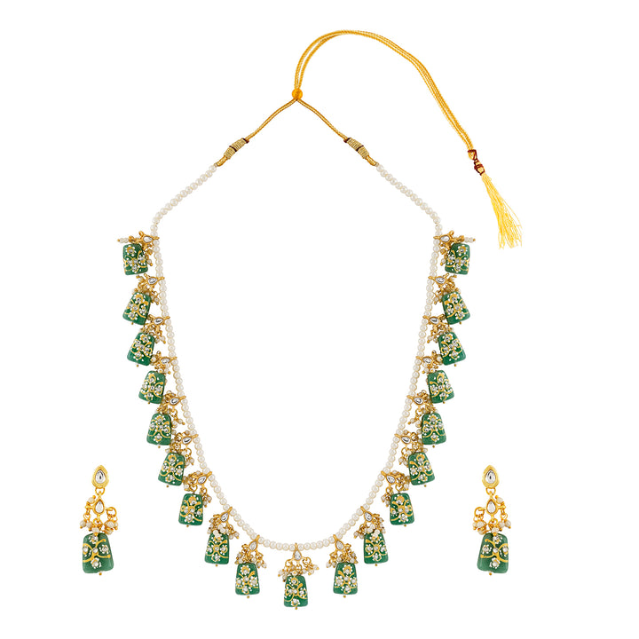 Teejh Idhika Green Beaded Necklace Set