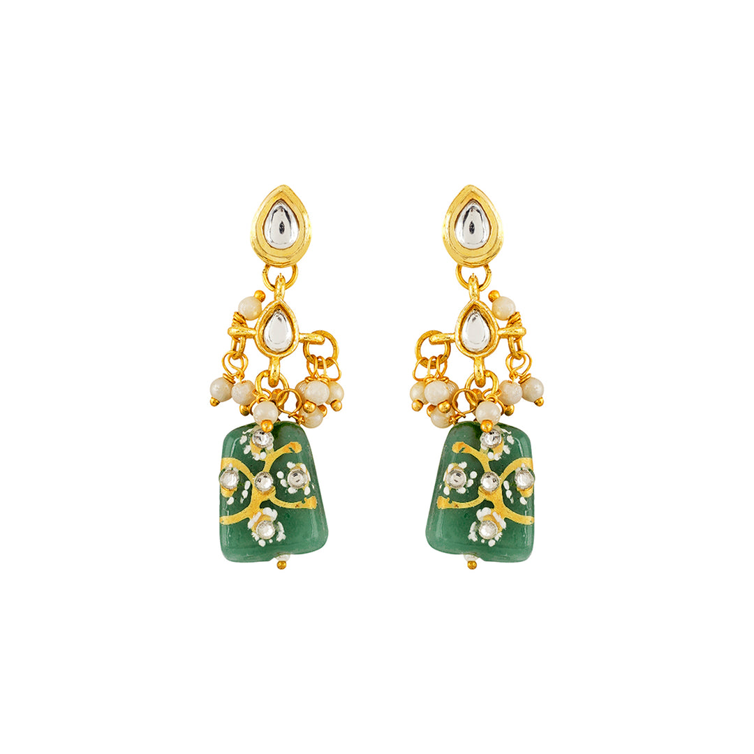 Teejh Idhika Green Beaded Necklace Set