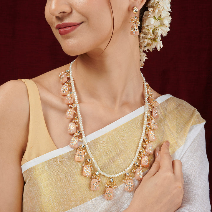 Teejh Idhika Nude Beaded Necklace Set