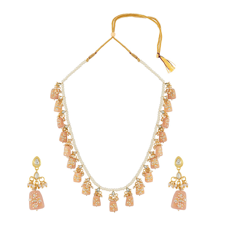 Teejh Idhika Nude Beaded Necklace Set