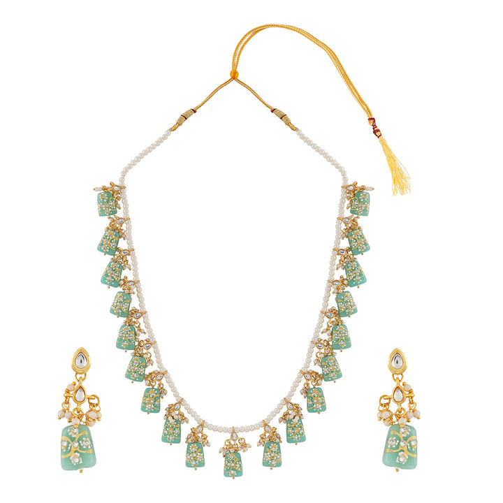Teejh Idhika Sea Green Beaded Necklace Set